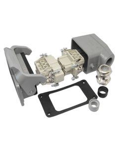 Złącze kompletne Han-KIT-6B, poł. śrubowe, rozm. 6B, 6+PE, 16A, obudowa metal. panelowa prosta/kablowa kątowa M20