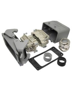 Złącze kompletne Han-KIT-10B, poł. śrubowe, rozm. 10B, 10+PE, 16A, obudowa metal. panelowa prosta/kablowa kątowa M25...