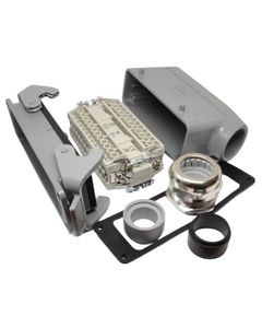 Złącze kompletne Han-KIT-24B, poł. śrubowe, rozm. 24B, 24+PE, 16A, obudowa metal. panelowa prosta/kablowa kątowa M32...