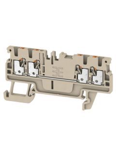 Złączka przelotowa A4C 1.5, PUSH IN, 1.5 mm2, 500V, 17.5A, ciemnobeżowa, 2 wejście/2 wyjścia