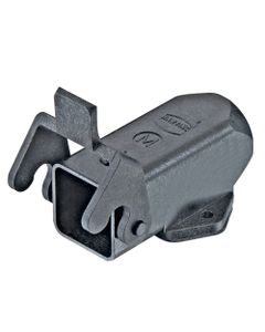 Obudowa złącza rozm. 3A, Han 3A-ASG-QB-M20, czarny plastik, na kabel, prosta z klamrą, 1 x M20, z uchwytem przelotowym n...