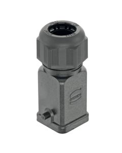 Obudowa złącza rozm. 3A, Han 3A-HTE, czarny plastik, na kabel, prosta, 1 x M25, z dławikiem z tworzywa (9-17mm), rygiel ...