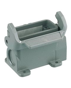 Obudowa złącza rozm. 10A, Han 10A-asg2-LB-M20, metal, cokołowa, wyjście boczne, z klamrą, wejście 2xM20, rygiel pojedync...