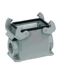 Obudowa złącza rozm. 32A, Han 32A-asg1-QB-M32, metal, cokołowa, wyjście boczne 1 x M32, wysoka konstrukcja, z 2 klamrami...