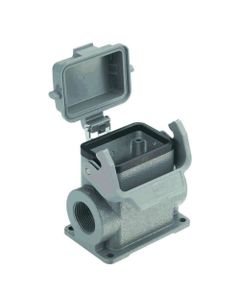 Obudowa złącza rozm. 6B, Han 6B-asg2-LB-K-M25, cokołowa, wyjście boczne 2 x M25, wysoka konstrukcja, z klamrą i z pokryw...