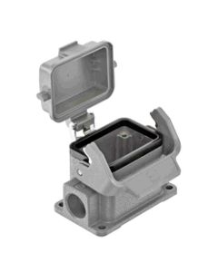 Obudowa złącza rozm. 6B, Han 6B-asg1-LB-K-M20, cokołowa, wyjście boczne 1 x M20, z klamrą i z pokrywą z tworzywa, rygiel...