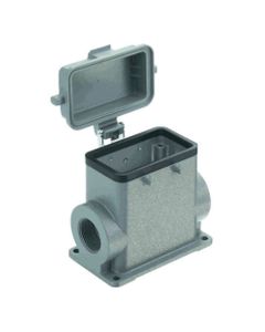 Obudowa złącza rozm. 10B, Han 10B-asg2-K-M25, cokołowa, wyjście boczne 2 x M25, z pokrywą z tworzywa, rygiel podwójny, w...