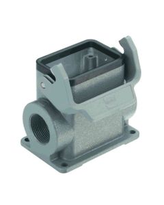 Obudowa złącza rozm. 10B, Han 10B-asg2-LB-M25, cokołowa, wyjście boczne 2 x M25, z klamrą, rygiel pojedynczy, wysoka kon...