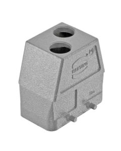 Obudowa złącza rozm. 10B, Han 10B-gg2-M20, na kabel, prosta, 2 x M20, wysoka konstrukcja, bolce do klamry podwójnej