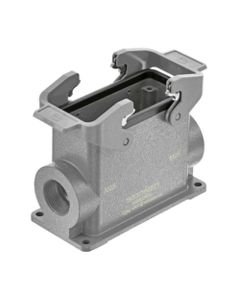 Obudowa złącza rozm. 16B, Han 16B-asg2-QB-M25, cokołowa, wyjście boczne 2 x M25, z 2 klamrami, rygiel podwójny, wysoka k...