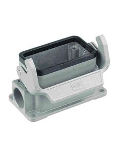 Obudowa złącza rozm. 16B, Han 16B-asg2-LB-M25, cokołowa, wyjście boczne 2 x M25, z klamrą, rygiel pojedynczy, niska kons...