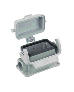 Obudowa złącza rozm. 16B, Han 16B-asg2-LB-K-M25, cokołowa, wyjście boczne 2 x M25, z klamrą i z pokrywą z tworzywa, rygi...