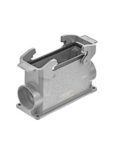 Obudowa złącza rozm. 24B, Han 24B-asg2-QB-M40, cokołowa, wyjście boczne 2 x M40, wysoka konstrukcja, z 2 klamrami