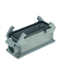 Obudowa złącza rozm. 24B, Han 24B-asg1-QB-M25, cokołowa, wyjście boczne 1 x M25, niska konstrukcja, z 2 klamrami