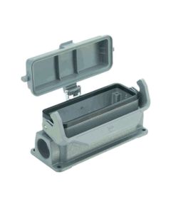 Obudowa złącza rozm. 24B, Han 24B-asg1-LB-K-M25, cokołowa, wyjście boczne 1 x M25, niska konstrukcja, z klamrą i z pokry...