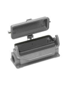 Obudowa złącza rozm. 24B, Han 24B-asg2-LB-K-M25 (pokrywa Al), cokołowa, wyjście boczne 2 x M25, z klamrą i z metalową po...