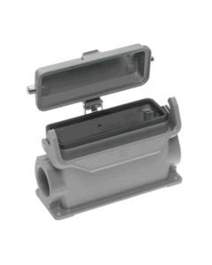 Obudowa złącza rozm. 24B, Han 24B-asg2-LB-K-M32 (AK in Al), cokołowa, wyjście boczne 2 x M32, wysoka konstrukcja, z klam...