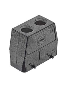 Obudowa złącza rozm. 16B, Han 16B-gg2-M25 black, na kabel, prosta, 2 wyjścia kablowe od góry, 2 x M25, rygiel podwójny, ...