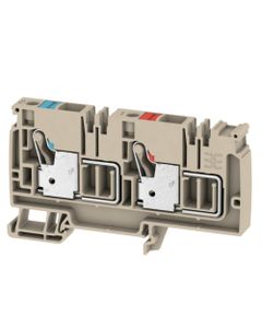 Złączka zasilająca AAP14 10 LO-LO, PUSH IN, 10 mm2, 500V, 57A, ciemnobeżowa, popychacz czerwony/niebieski