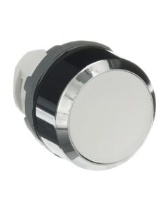 Przycisk kryty MP1-30W biały, monostabilny, kołnierz metalowy chromowany, napęd bez ramki