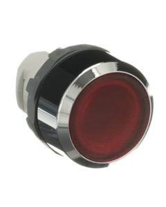 Przycisk kryty podświetlany MP1-31R czerwony, monostabilny, kołnierz metalowy chromowany, napęd bez ramki