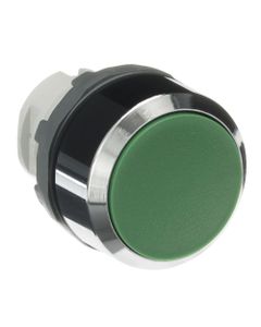 Przycisk kryty MP2-30G zielony, bistabilny, kołnierz metalowy chromowany, napęd bez ramki