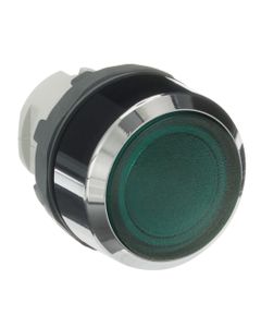 Przycisk kryty podświetlany MP2-31G zielony, bistabilny, kołnierz metalowy chromowany, napęd bez ramki