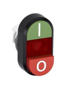 Przycisk 2-klawiszowy podświetlany MPD13-11R, zielony/czerwony wystający I-O, czerwona lampka, napęd bez ramki