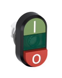 Przycisk 2-klawiszowy podświetlany MPD13-11G, zielony/czerwony wystający I-O, zielona lampka, napęd bez ramki