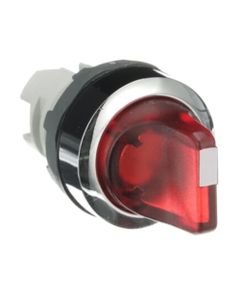 Łącznik pokrętny podświetlany M2SS1-31R, czerwony, 2-poz. 45°, stabilny, kołnierz metalowy chromowany, napęd bez ramki...