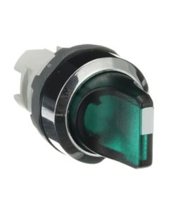 Łącznik pokrętny podświetlany M2SS1-31G, zielony, 2-poz. 45°, stabilny, kołnierz metalowy chromowany, napęd bez ramki...