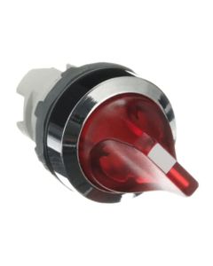 Łącznik pokrętny podświetlany M2SS2-31R, czerwony, 2-poz. 90°, stabilny, kołnierz metalowy chromowany, napęd bez ramki...