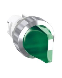 Łącznik pokrętny podświetlany M2SS2-31G, zielony, 2-poz. 90°, stabilny, kołnierz metalowy chromowany, napęd bez ramki...