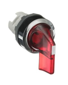 Łącznik pokrętny podświetlany M2SS5-31R, czerwony, 2-poz. 90°, stabilny, kołnierz metalowy chromowany, napęd bez ramki, ...