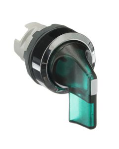 Łącznik pokrętny podświetlany M2SS5-31G, zielony, 2-poz. 90°, stabilny, kołnierz metalowy chromowany, napęd bez ramki, d...