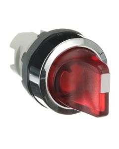 Łącznik pokrętny podświetlany M3SS1-31R, czerwony, 3-poz. stabilny, kołnierz metalowy chromowany, napęd bez ramki