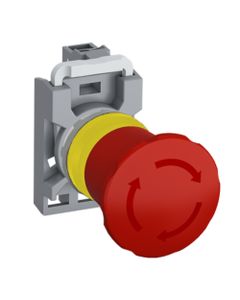 Przycisk bezpieczeństwa MPET4-20R-01, czerwony fi 40mm, 1NC, odblok./obrót, modułowy kompletny