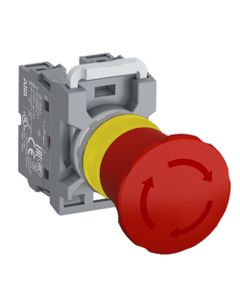 Przycisk bezpieczeństwa MPET4-20R-02, czerwony fi 40mm, 2NC, odblok./obrót, modułowy kompletny