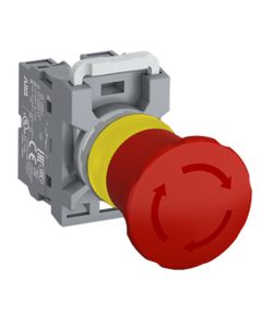 Przycisk bezpieczeństwa MPET4-20R-11, czerwony fi 40mm, 1NO+1NC, odblok./obrót, modułowy kompletny