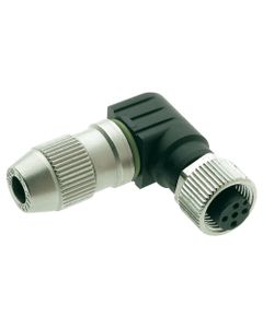 Złącze rozbieralne żeńskie M12 4P, kątowe, kod-A, zaciski nożowe, dław. 4-5.1mm, Harax M12-S 4P-F-STR