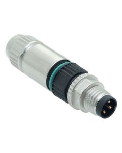 Złącze rozbieralne męskie M8 3P, proste, kod-A, zaciski nożowe, dław. 2.5-5.1mm, Harax M8-S 3P-M