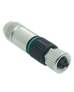 Złącze rozbieralne żeńskie M8 3P, proste, kod-A, zaciski nożowe, dław. 2.5-5.1mm, Harax M8-S 3P-F