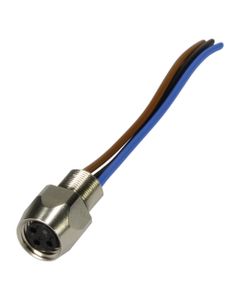 Złącze panelowe żeńskie M8 3P, proste, kod-A, z przewodami 0,25mm2 x 0.5m, Harting 21023576305