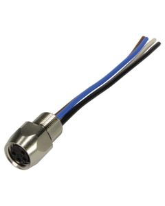 Złącze panelowe żeńskie M8 4P, proste, kod-A, z przewodami 0,25mm2 x 0.5m, Harting 21023576405