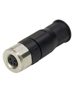 Złącze rozbieralne żeńskie M8 4P, proste, kod-A, zaciski śrubowe, dław. 4-5.5mm, M8-Screw-4P-F-STR