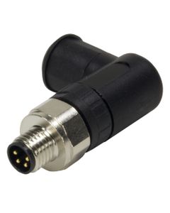 Złącze rozbieralne męskie M8 3P, kątowe, kod-A, zaciski śrubowe, dław. 4-5.5mm, M8-Screw-3P-M-ANG