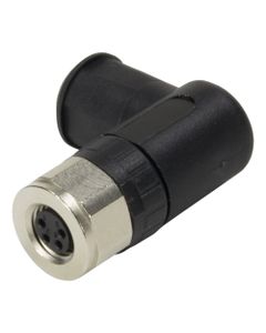 Złącze rozbieralne żeńskie M8 3P, kątowe, kod-A, zaciski śrubowe, dław. 4-5.5mm, M8-Screw-3P-F-ANG