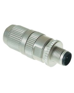 Złącze rozbieralne męskie M12 4P, proste, kod-A, zaciski nożowe, dław. 4.5-8.8mm, Harax M12-L 4P M/ekr.