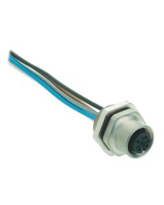 Złącze panelowe żeńskie M12 5P, proste, kod-A, z przewodami 0,5mm2 x 0.5m, Harting 21033112501