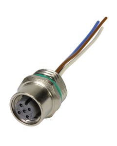 Złącze panelowe męskie M12 3P, proste, kod-A, z przewodami 0,25mm2 x 0.5m, Harting 21033176305